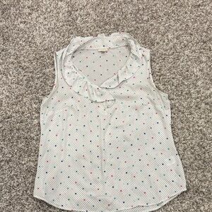 Talbots Multicolor Dotted Ruffle Blouse